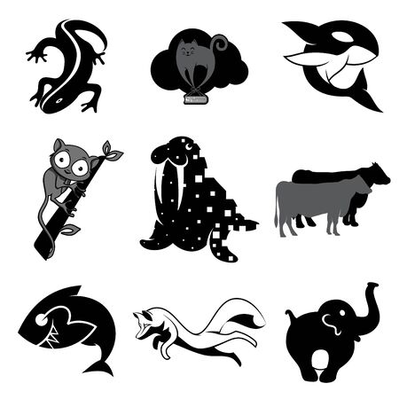 Set of animal vector icon symbol for element design on the white background. collection of animal symbol design template in flat style. vector illustration