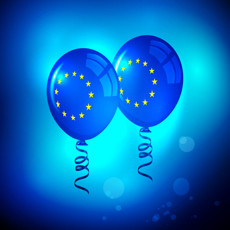 欧州連合は風船のイラスト壁紙です 欧州連合の旗 Eu の旗は風船します のイラスト素材 ベクタ Image