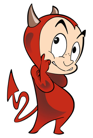Little devil cartoon in red costume Illustration