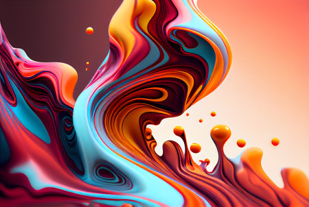 Colored ink flow in abstract shape background. 3d rendering.