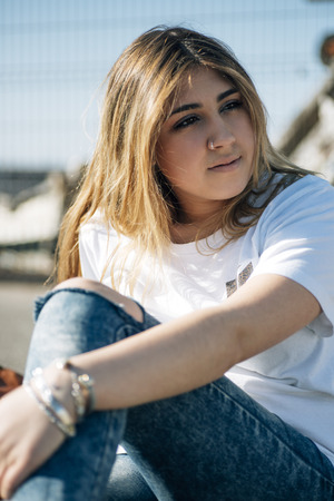 Girl action beautiful chubby teen having fat