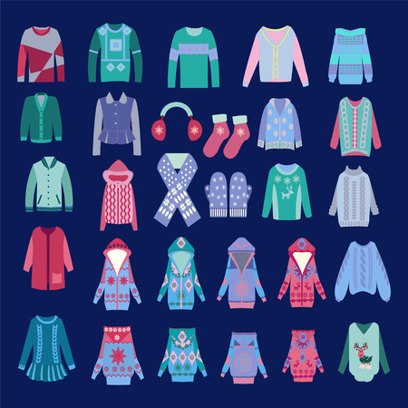 ベクトルは フラット スタイルの居心地の良い冬服と男と女冬服 イラストのアクセサリー ファッションのアイコンを設定のイラスト素材 ベクタ Image ベクトルは フラット スタイルの居心地の良い冬服と男と女冬服 イラストのアクセサリー ファッションのアイコンを設定のイラスト素材 ベクタ Image