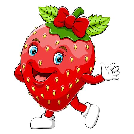 Illustration of a cartoon happy strawberry character Stock Photo