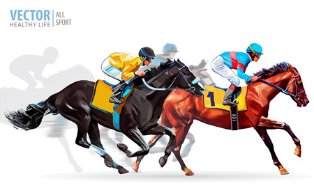 Four Racing Horses Competing With Each Other Motion Blur To Accent Speed Vector
