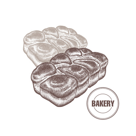 フランスのバゲット 手描きのパン製品 食品のベクター イラストです 菓子 ベーカリー カフェ レストラン メニューのキッチン デザイン ヴィンテージ の イラスト素材 ベクタ Image