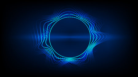 Ondes d'éclipse de vibration bleu néon avec lumière rougeoyante