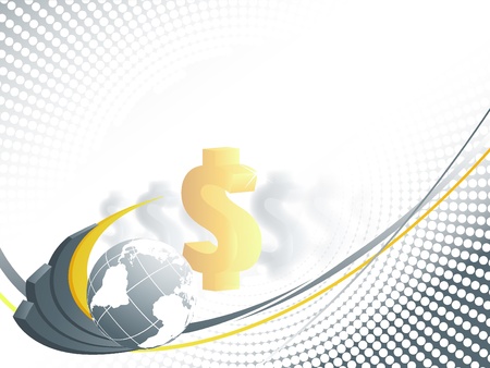 Abstract vector background with creative bar graphs globe and dollars eps10