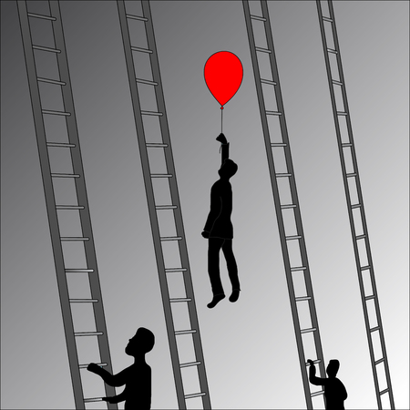 ビジネスマンの成功のはしごを登る人のシルエット フラット スタイルの図 の写真素材 画像素材 Image ビジネスマンの成功のはしごを登る人のシルエット フラット スタイルの図 の写真素材 画像素材 Image