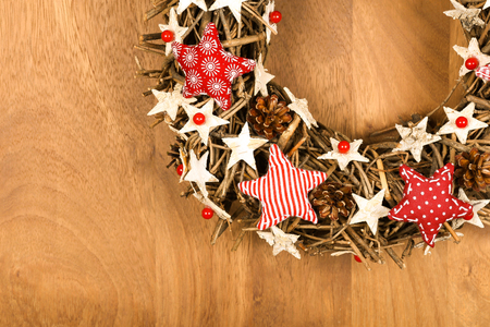 christmas handmade wreath decoration shabby chic white wooden stars with red gingham fabric pattern over wooden - Handmade Shabby Chic Christmas Decorations christmas handmade wreath decoration shabby chic white wooden stars with red gingham fabric pattern over wooden - Handmade Shabby Chic Christmas Decorations