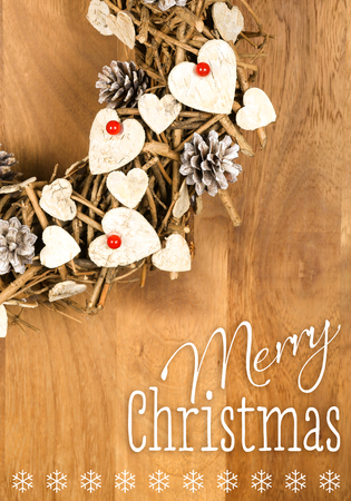 merry christmas message handmade wreath decoration shabby chic white wooden hearts with red berries over - Handmade Shabby Chic Christmas Decorations merry christmas message handmade wreath decoration shabby chic white wooden hearts with red berries over - Handmade Shabby Chic Christmas Decorations