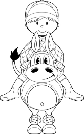 かわいい漫画馬競馬ジョッキー のイラスト素材 ベクタ Image
