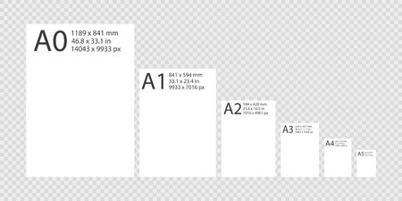 Set Sheets From A0 To A5 Format On A Transparent Background Royalty Free Cliparts Vectors And Stock Illustration Image
