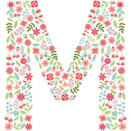 Vector Floral Letter M Die Grossbuchstabe M Ist Aus Floralen Elementen Pastell Blumen Blutenblatter Und Blatter Gemacht Vektor Floral Abc Englisches Blumenalphabet Schriftart Vektor Illustration Lizenzfrei Nutzbare Vektorgrafiken Clip Arts