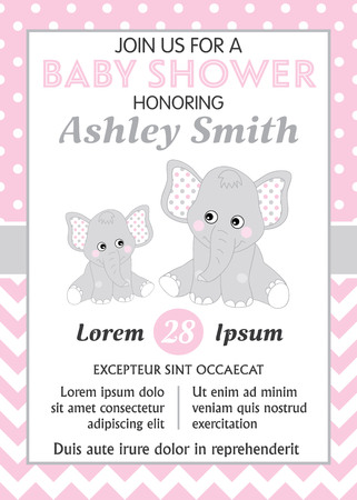 vector card template with cute elephants card template for baby baby elephant template