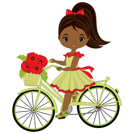 かわいいのアフリカ系アメリカ人の女の子が自転車 に乗ってをベクトルします ベクトルさまざまなヘアスタイルとアフリカ系アメリカ人の少女 ポピーとベクトル少女 自転車でアフリカ系アメリカ人女の子ベクトル イラストのイラスト素材 ベクタ Image