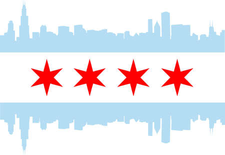 Horizonte De La Bandera De La Ciudad De Chicago Camiseta V Horizonte De La Bandera De La Ciudad De Chicago Camiseta V