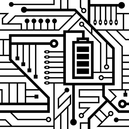 seamless pattern motherboard interlacing wires black and white