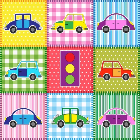 漫画カーズのパッチワーク 赤ちゃんの背景 のイラスト素材 ベクタ Image 漫画カーズのパッチワーク 赤ちゃんの背景 のイラスト素材 ベクタ Image