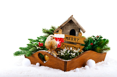 christmas decorations bird birdhouse and fir tree branches in the tray stock photo - Bird House Christmas Decoration christmas decorations bird birdhouse and fir tree branches in the tray stock photo - Bird House Christmas Decoration