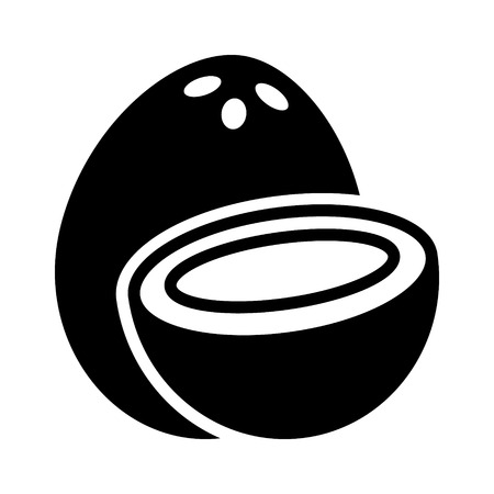ココナッツ食品アプリとウェブサイトの半分平面ベクトルのアイコンのカット断面 のイラスト素材 ベクタ Image