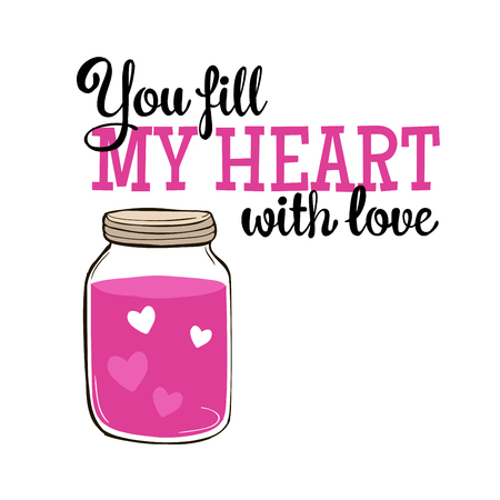 valentines day greeting card with glass jar and lettering you