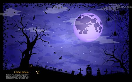 Halloween scary night vector background