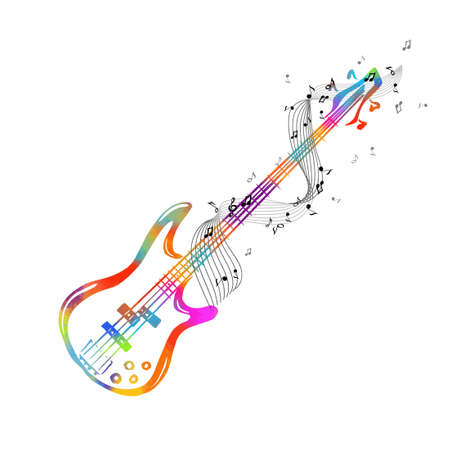 Guitare d'abstraction avec des notes. illustration vectorielle