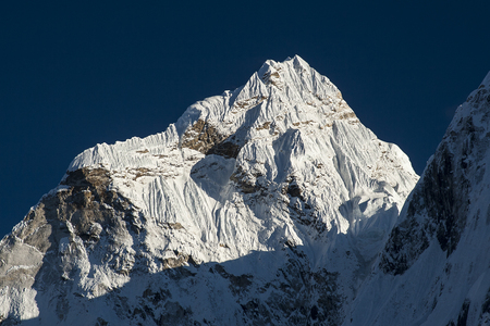 Dingboche, nepal - circa october 2013: view of ama dablam from dingboche circa october 2013 in dingboche. Stock Photo