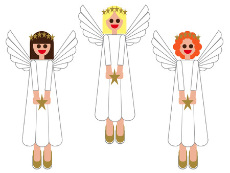 天使のシルエットは背景を白に設定します のイラスト素材 ベクタ Image 天使のシルエットは背景を白に設定します のイラスト素材 ベクタ Image