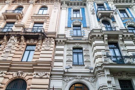 jugendstil art nouveau building in riga latvia stock photo