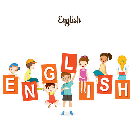 Children With English Alphabets, Back to school, Educational, Stationery, Book, Children, Knowledge, School Supplies, Educational Subject Illustration