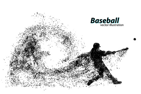 Silhouette of a baseball player from particle. text on a separate layer, color can be changed in one click