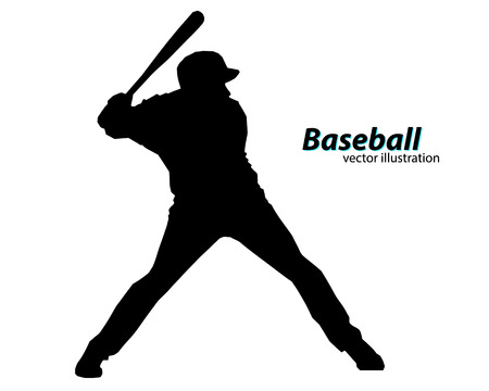 Silhouette of a baseball player. text on a separate layer, color can be changed in one click