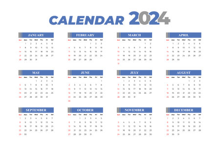 2024 calendar template editable vector