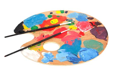 paint brushes and pallet stock photo picture and royalty free image