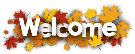 Welcome autumn banner with golden maple leaves. Vector illustration. Stock Vector - 61582192