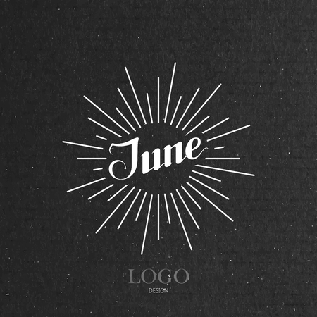 ベクトル光線と手書きの 6 月レトロなラベルの文字体裁のイラスト レタリング ロゴ組成のイラスト素材 ベクタ Image ベクトル光線と手書きの 6 月レトロなラベルの文字体裁のイラスト レタリング ロゴ組成のイラスト素材 ベクタ Image
