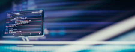 Digital technology industry concept development of programming and coding