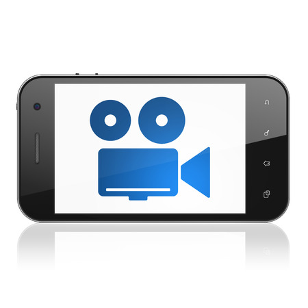 休暇の概念 ディスプレイ上のカメラのアイコンを持つスマート フォン 白い背景に 携帯電話 3 D のレンダリングにモバイルのスマート フォン の写真素材 画像素材 Image 24857510