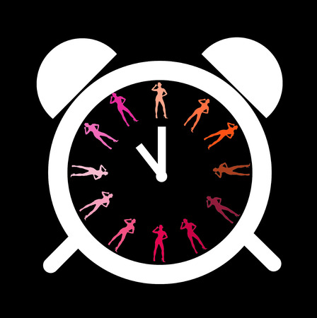 時計 タイマー ゲージ メーター 時計の文字盤 シルエットが女性の時間 の写真素材 画像素材 Image