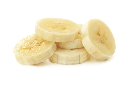 banana: Chuối lát cô lập trên một màu trắng
