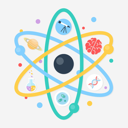 colorful atom science elements flat design clip art preview