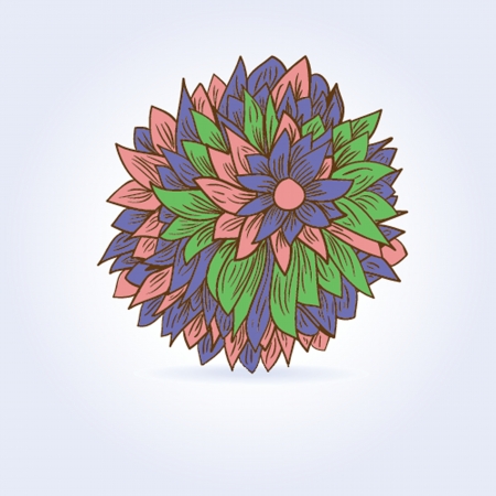 colorful flower design, hand-drawn style clip art preview