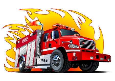 Vector cartoon firetruck. available vector format separated by groups and layers for easy edit Vector Illustration