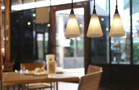 Warm Lighting Modern Ceiling Lamps In The Cafe And Interior ... Warm Lighting Modern Ceiling Lamps In The Cafe And Interior ...