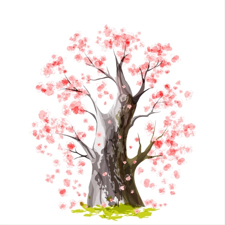 Peach flower: Cách điệu Blooming cây anh đào Nhật Bản