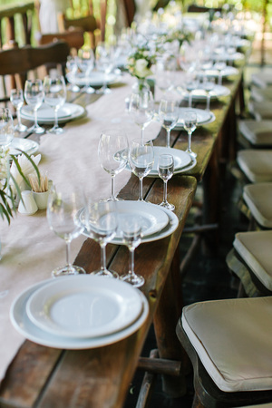 glasses on the festive table setting wedding table decor table