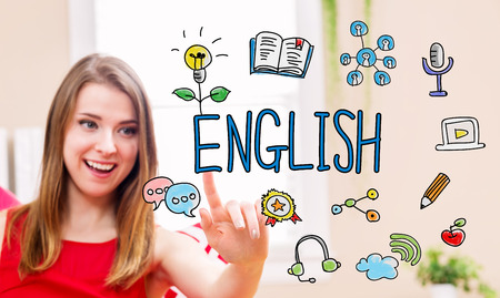 English concept with young woman in her home - 53676470