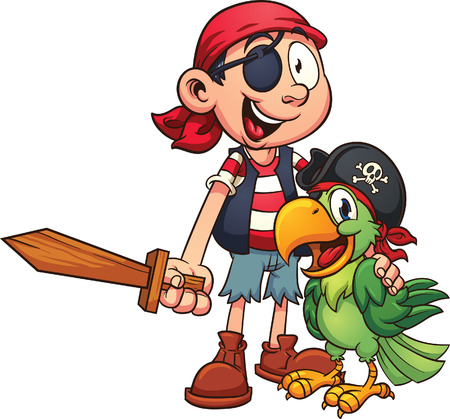 Pirate and parrot. Vector clip art illustration with simple gradients. All in a single layer Illustration