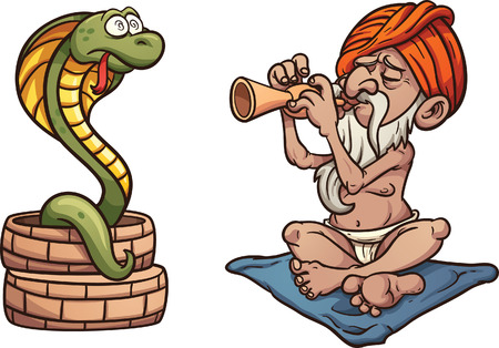 Cartoon snake charmer